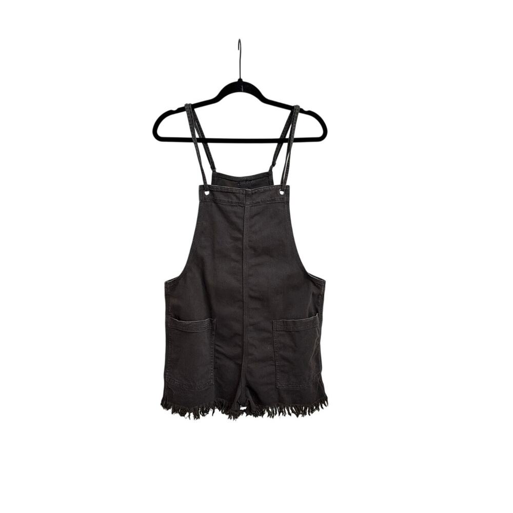 Aerie Double Strap Black Gray Ragstock Frayed Overalls Size Medium